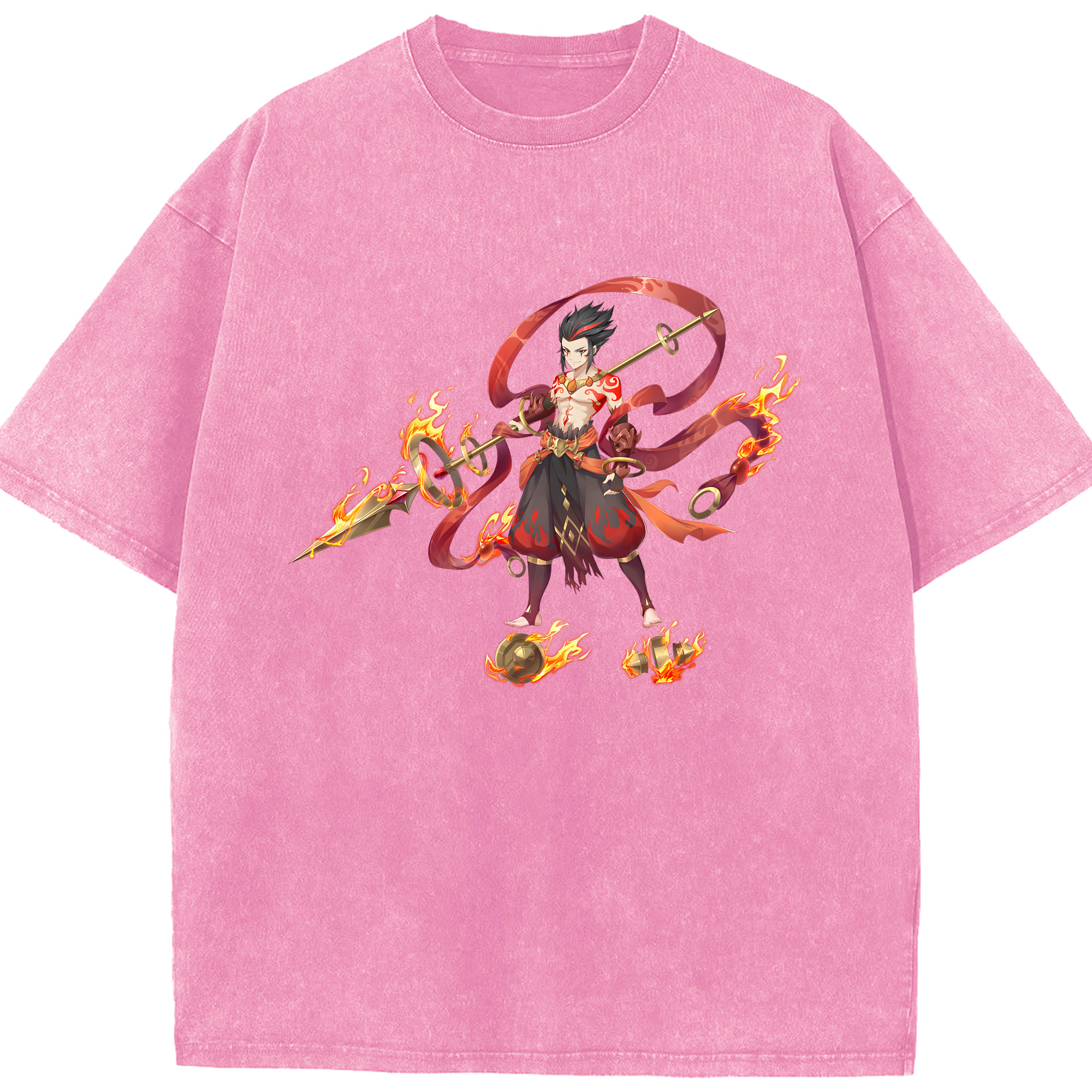 （画像用） Ne Zha 2 ナタ 魔童の大暴れ 綿100% ヴィンテージ風 半袖Tシャツ（フロントプリント）
